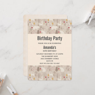 Cute Woodland Animals Nordic Mönster Birthday Inbjudningar