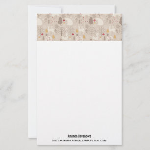 Cute Woodland Animals Nordic Mönster Brevpapper