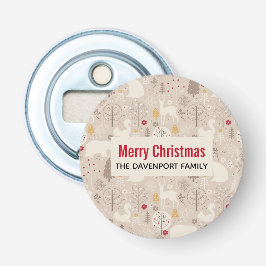 Cute Woodland Animals Nordic Mönster jul Flasköppnare