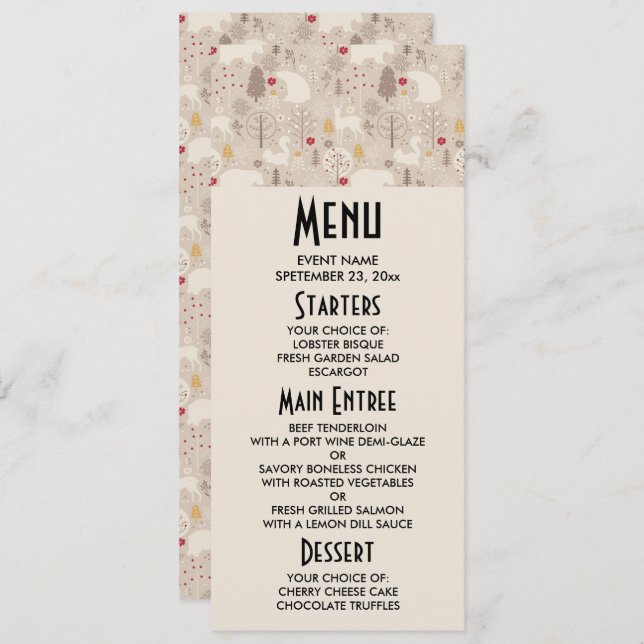 Cute Woodland Animals Nordic Mönster jul Inbjudningar (Fram/baksida)