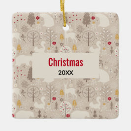 Cute Woodland Animals Nordic Mönster jul Julgransprydnad Keramik