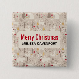 Cute Woodland Animals Nordic Mönster jul Knapp