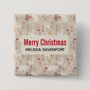 Cute Woodland Animals Nordic Mönster jul Knapp