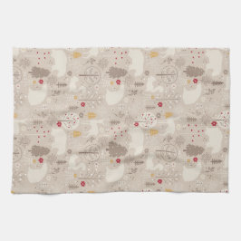 Cute Woodland Animals Nordic Mönster jul Kökshandduk