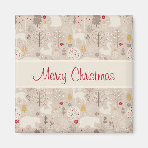 Cute Woodland Animals Nordic Mönster jul Magnet