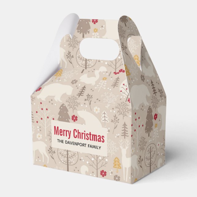 Cute Woodland Animals Nordic Mönster jul Presentaskar (Framsidan Sidan)