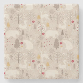 Cute Woodland Animals Nordic Mönster jul Stenunderlägg