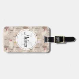 Cute Woodland Animals Nordic Mönster Monogram Bagagebricka