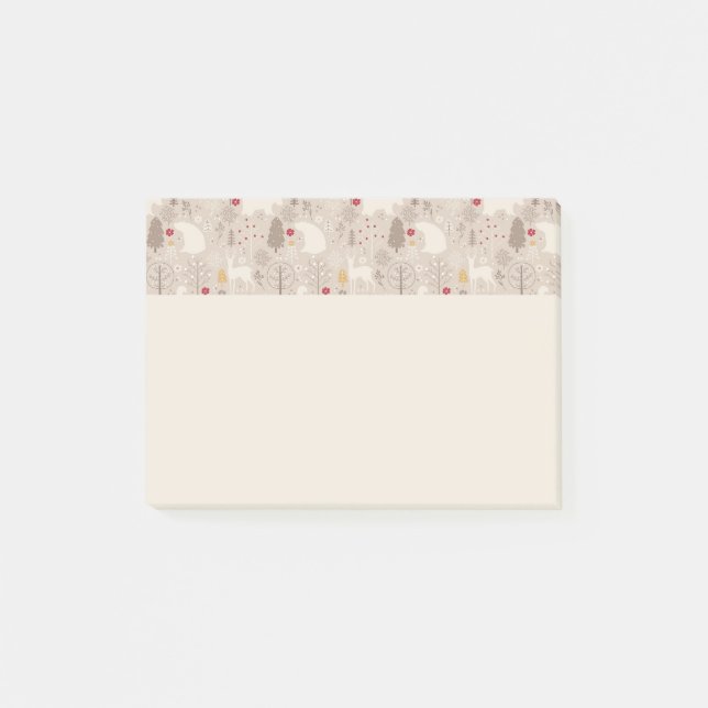Cute Woodland Animals Nordic Mönster Post-it Block (Framsida)