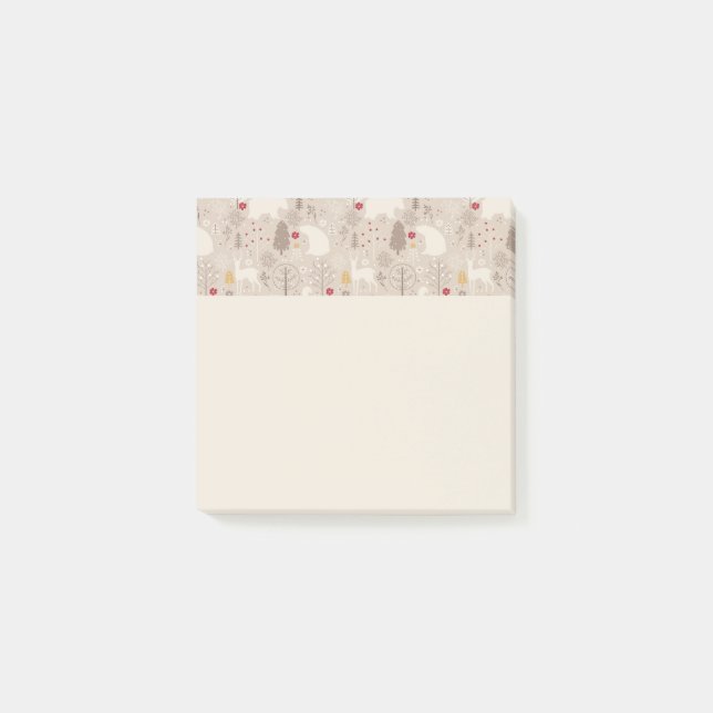 Cute Woodland Animals Nordic Mönster Post-it Block (Framsida)
