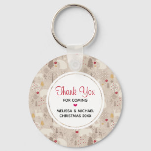 Cute Woodland Animals Nordic Mönster Tack Nyckelring