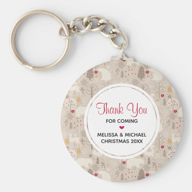 Cute Woodland Animals Nordic Mönster Tack Nyckelring (Framsidan)