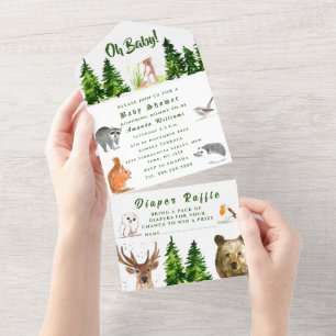 Cute Woodland Animals Oh Baby Shower Hjort Bear
