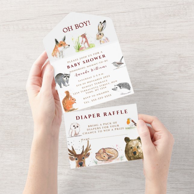 Cute Woodland Animals Oh Boy Baby Shower (Avrivbar del)