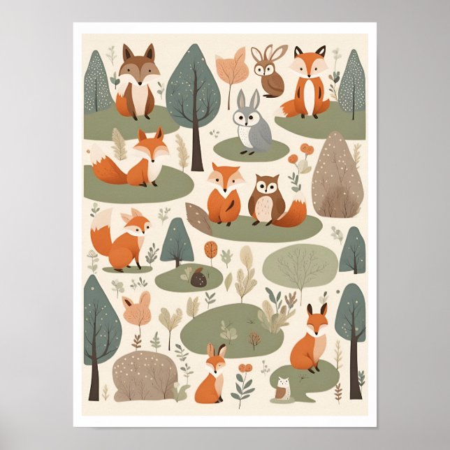 Cute Woodland Animals Poster (Framsidan)