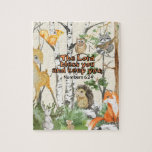 Cute Woodland Animals Scripture Jigszle Puzzle Pussel<br><div class="desc">Jigszawapussel med välsignelse från skriften "Herren välsignar dig och behållan dig" och söta vattenfärgsskogar. Kristen gåva till ett barn till vilken tillfälle som helst.</div>