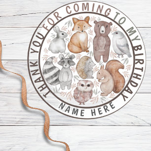 Cute Woodland Animals Tack Party Runt Klistermärke