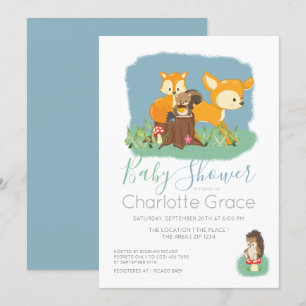Cute Woodland Animals Unisex Baby Shower Inbjudningar