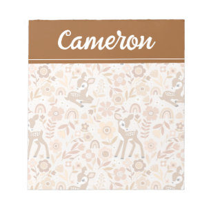 Cute Woodland Baby Deer Floral Pattern Anteckningsblock