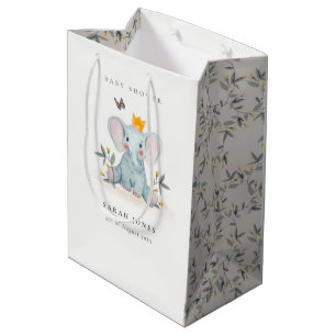 Cute Woodland Baby Elephant Foliage Baby Shower