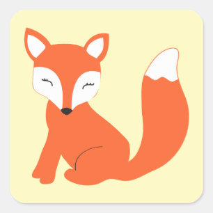 Cute Woodland Baby Fox Fyrkantigt Klistermärke