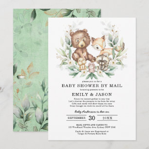 Cute Woodland Baby Shower by Mail Greenery Guld Inbjudningar