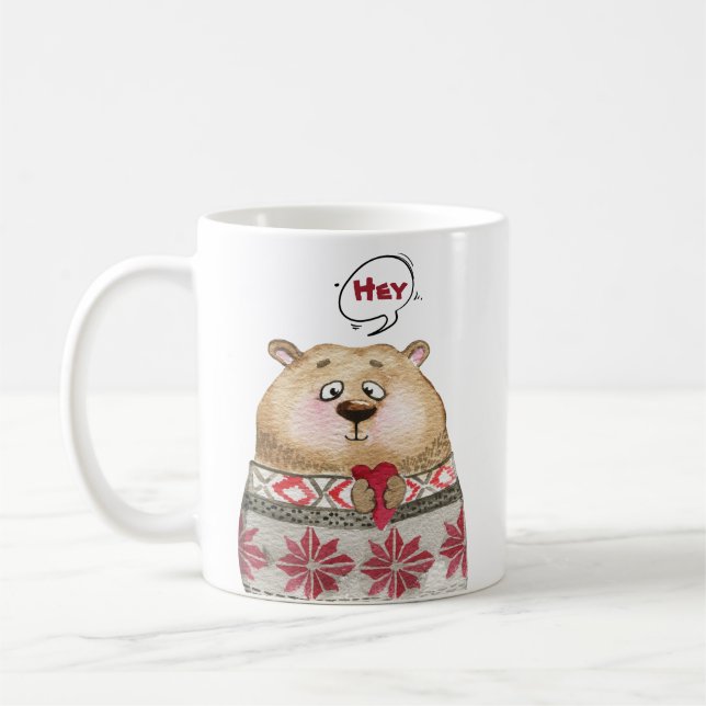 Cute Woodland Bear Animal Jul Kaffemugg (Vänster)