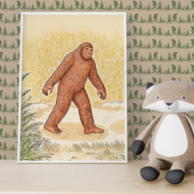 Cute Woodland Bigfoot Walking Wall Poster (Skapare uppladdad)