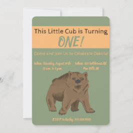 Cute Woodland Brown Bear Unge Inbjudningar