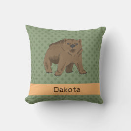 Cute Woodland Brown Bear Unge Kudde