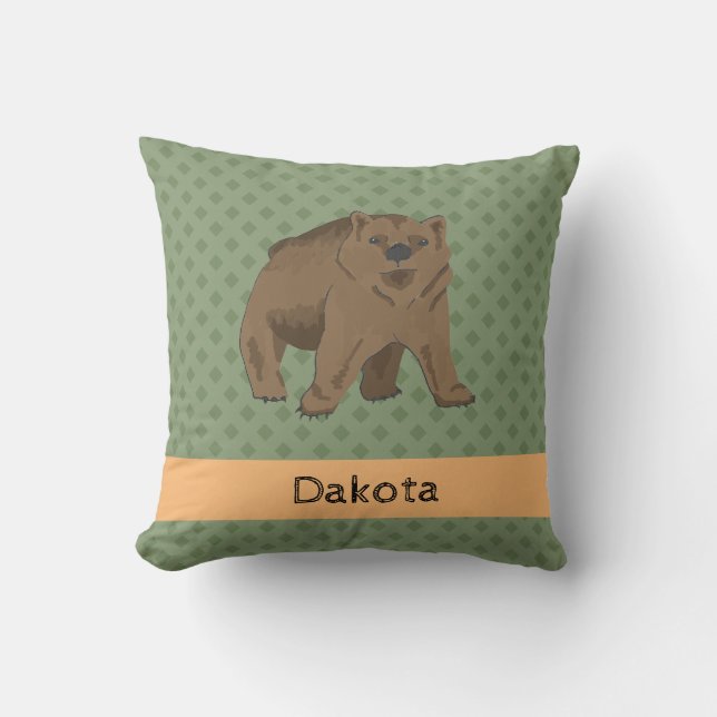 Cute Woodland Brown Bear Unge Kudde (Framsida)