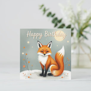 Cute Woodland Brown Fox Grattis på födelsedagen Kort