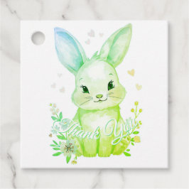 Cute Woodland Bunny Baby Shower Green Pastels Gåvor Etiketter
