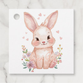 Cute Woodland Bunny Baby Shower Pink Bunny Pastel Gåvor Etiketter