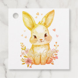 Cute Woodland Bunny Baby Shower Yellow Pastels Gåvor Etiketter