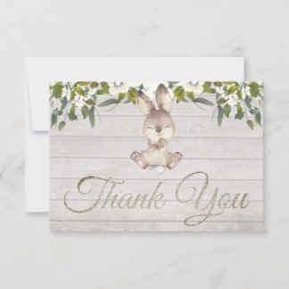 Cute Woodland Bunny Rabbit Baby Shower Tack Kort