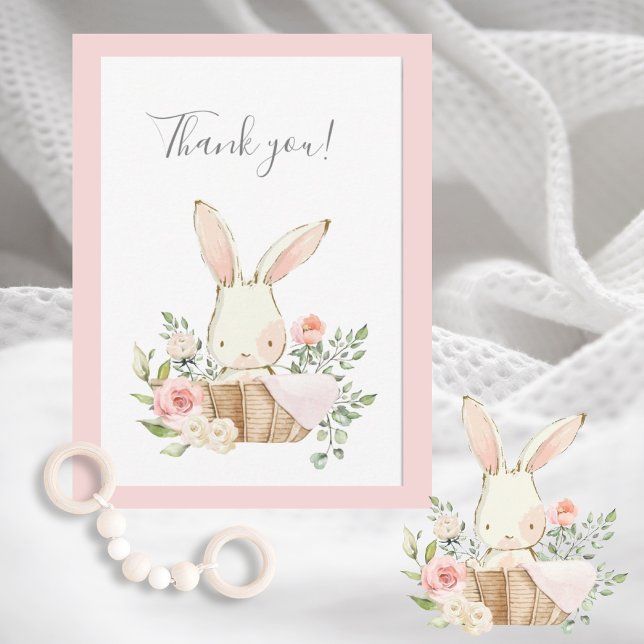 Cute Woodland Bunny Rabbit Flat Tackate-kort Tack Kort (Skapare uppladdad)