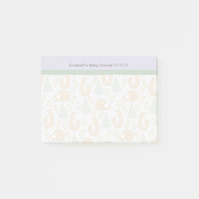 Cute Woodland Creaters Mönster Baby Shower Post-it Block (Framsida)