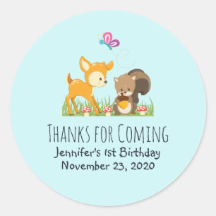 Cute Woodland Creaters Tecknad Party Tack Runt Klistermärke
