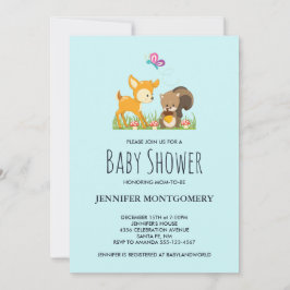 Cute Woodland Creator Tecknad Baby Shower Inbjudan