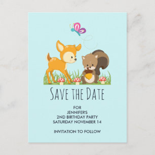 Cute Woodland Creator Tecknad Save the Date Inbjudan Vykort