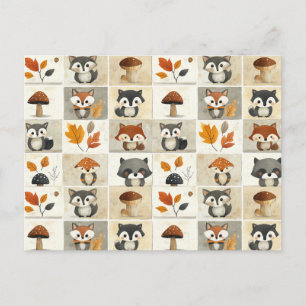 Cute Woodland Critters Mönster: Adliga djur Vykort