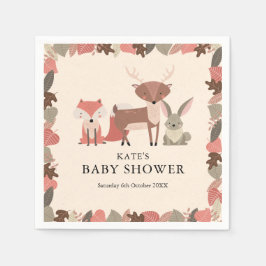 Cute Woodland Forest Animals Baby Shower Pappersservett