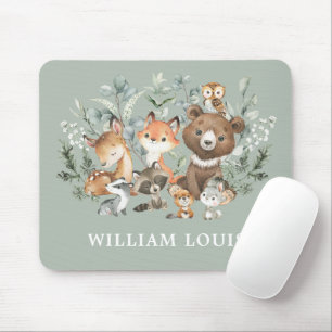 Cute Woodland Forest Animals Greenery Monogram Musmatta
