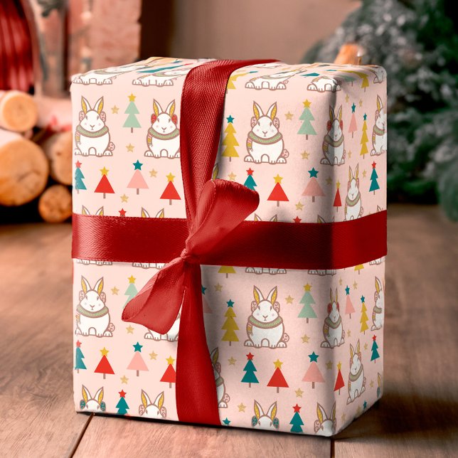 Cute Woodland Forest Bunny Rabbit Jul Presentpapper (Cute Woodland Forest Bunny Rabbit Christmas Wrapping Paper)