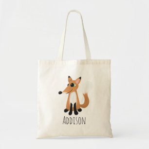 Cute Woodland Forest Fox och Namn Kids Tygkasse