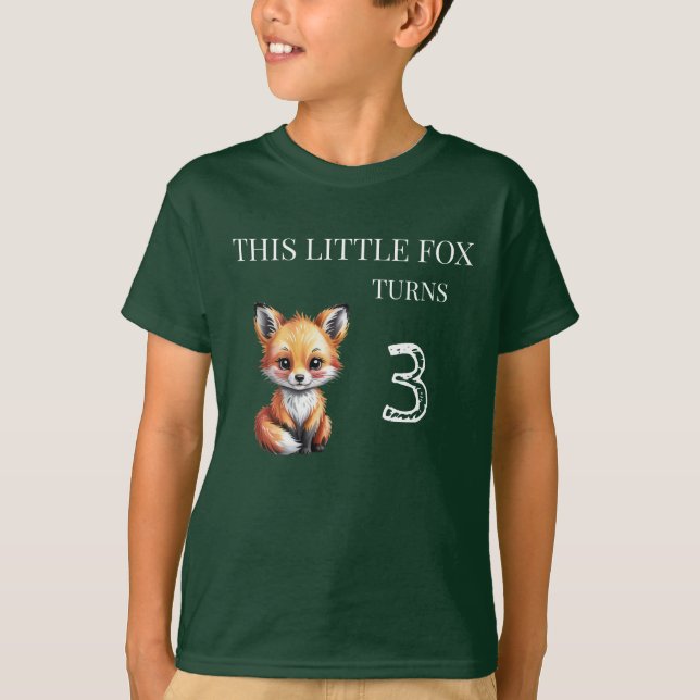 Cute Woodland Fox Age Barns födelsedag T Shirt (Framsida)