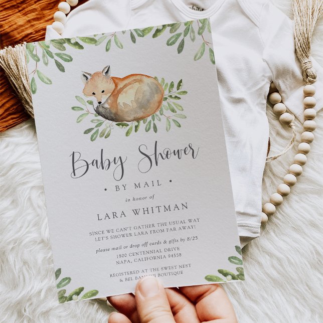 Cute Woodland Fox Baby Shower by Mail Inbjudningar (Skapare uppladdad)
