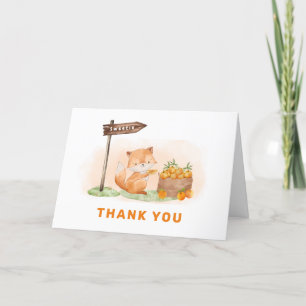 Cute Woodland Fox Citrus Orange Farm Baby Shower Tack Kort