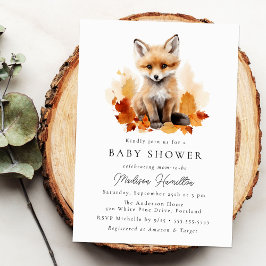 Cute Woodland Fox Fall Baby Shower Inbjudningar